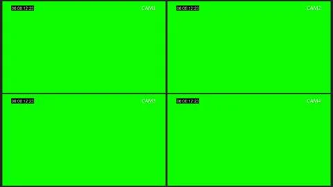Cctv four cam screen chroma key Stock Illustration