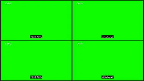 Cctv four cam with timecode chroma key Illustrazione stock