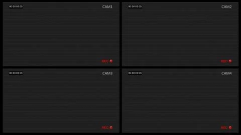 Cctv four screen with rec dot Illustrazione stock