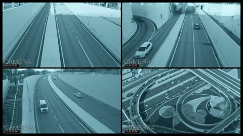 CCTV Highway Roads Split Screen Video stock 329185478
