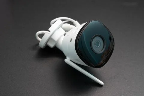 CCTV home security system on a black background Stock Photos