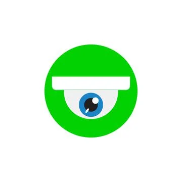 CCTV icon, security video round camera surveillance with eye.  Stock Illustration