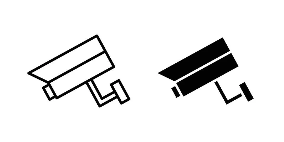CCTV icon set modern line and solid style collection. Stock Illustration