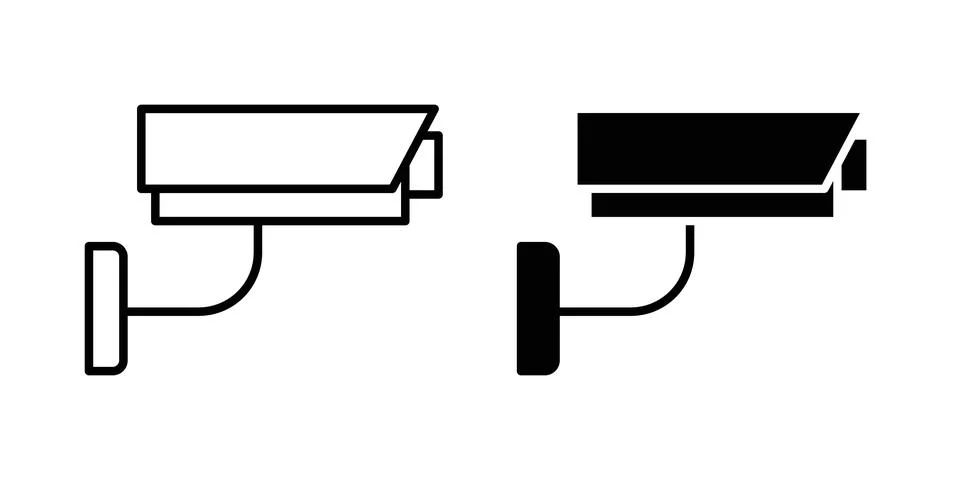 CCTV icon thin line and clipart style vector set Stock Illustration