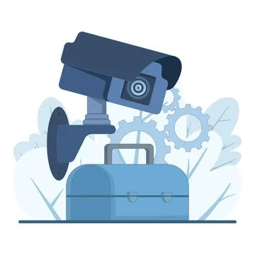 CCTV installation concept vector Stock Illustration