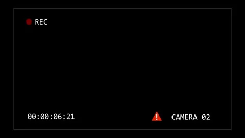 CCTV Interface Overlay on Black Background Cam 2 Stock Footage 321303606