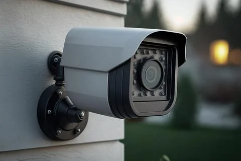CCTV IP Camera wireless on house wall with copy space, security outdoor system Stock Photos