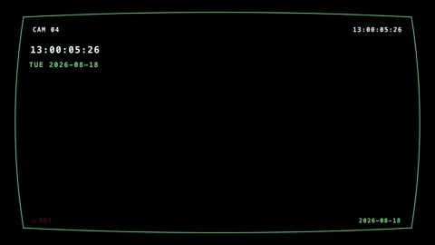 Cctv Large Date Timecode Stamp Overlay On Black Background 動画素材 342719220