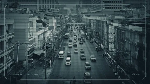 CCTV Main Road Through City In Developing Country Stock Footage 101036232