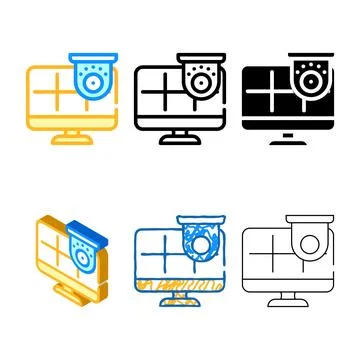 Cctv mix security camera system color icon vector Stock Illustration