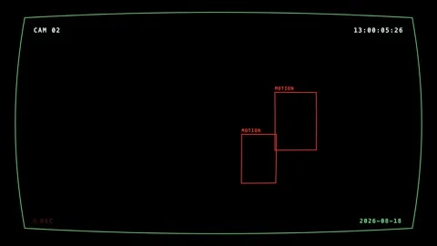 Cctv Motion Detection Boxes Security Overlay On Black Background Vídeos de archivo 342719130