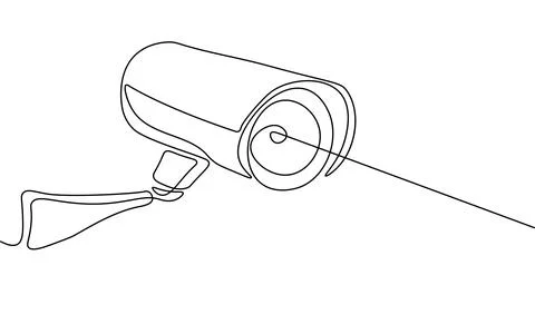 CCTV privacy control digital camera. One line monochrome continuous single line Stock-Illustration