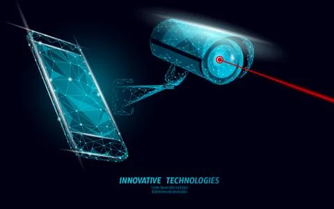 CCTV privacy control mobile camera. Business security smartphone video danger Illustrazione stock