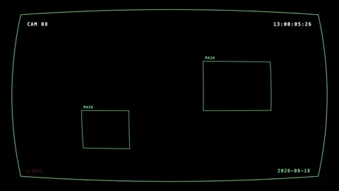 Cctv Privacy Mask Blocked Zone Overlay On Black Background Vídeos de archivo 342719315