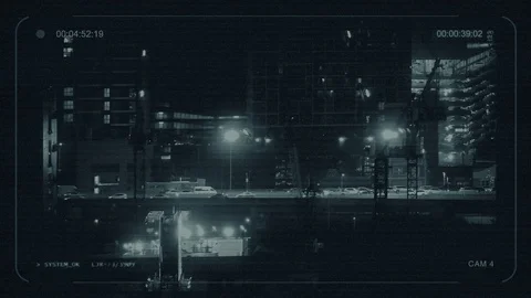 CCTV Road Between Buildings At Night Vídeo Stock 100046018