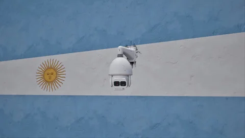 CCTV Security Camera And Argentina Flag Printed Wall Vidéo 314788981