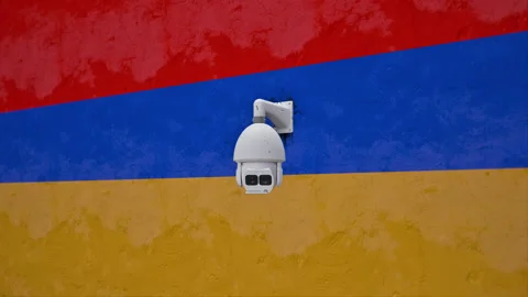 CCTV Security Camera And Armenia Flag Printed Wall Vidéo 314789275