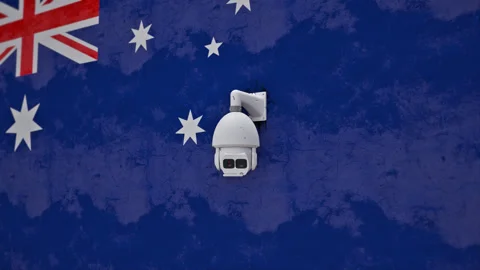 CCTV Security Camera And Australia Flag Printed Wall Vidéo 314787976