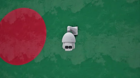 CCTV Security Camera And  Bangladesh Flag Printed Wall 動画素材 314794311