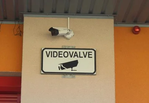 CCTV Security Camera and Video Surveillance Warning Sign Stockfoto's