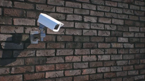 CCTV Security Camera on Brick Wall - Home Protection Theme Stock Footage 238530166