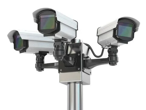 CCTV security camera CCTV security camera on white isolated background. 3d... Stock Photos