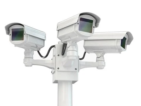 CCTV security camera CCTV security camera on white isolated background. 3d... Stock Photos