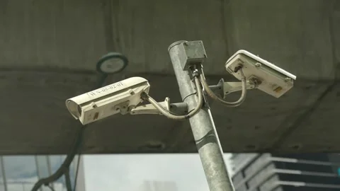 Cctv security camera in downtown Bangkok, Thailand Stock Footage 247114237