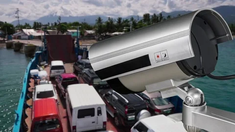 CCTV security camera on ferry boat Video stock 83065812