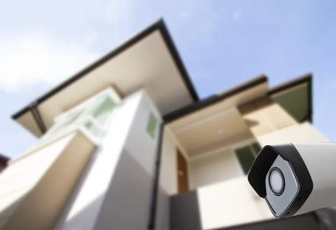 CCTV security camera for home protection, privacy, security against crime &amp; s Stock Photos