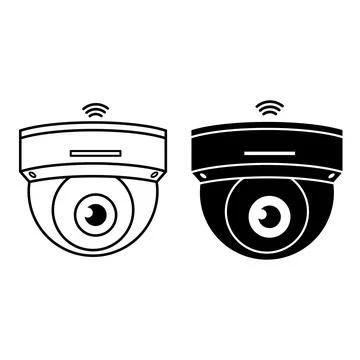 CCTV Security Camera Icons. Line and Glyph Vector Illustrations. Surveillan.. Stockillustratie
