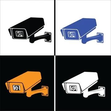 CCTV security camera icons set. Stock Illustration
