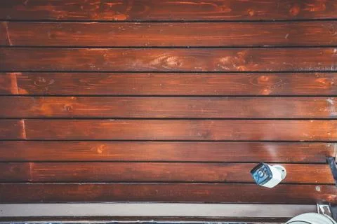 CCTV security camera installed on ceiling building Stock Photos