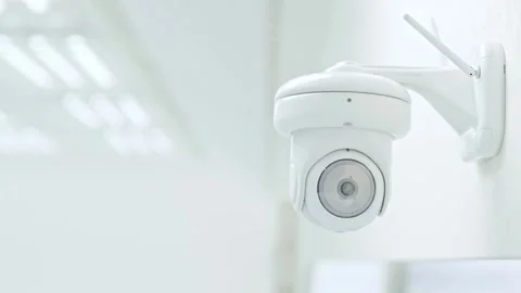 Cctv Security Camera Installed in white room or laboratory. 動画素材 302932750