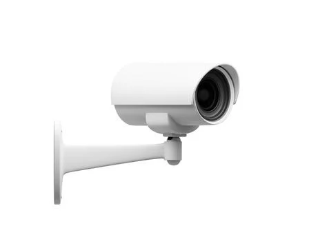 CCTV security camera isolated on white background, 3d render Stock Illustration