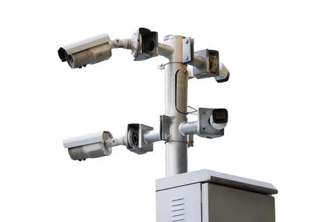 CCTV security camera isolated on a white background with clipping path.secu.. Stock Photos