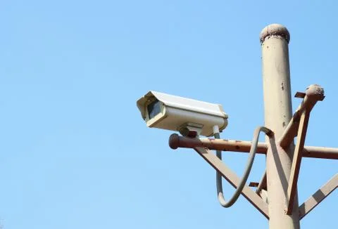 Cctv security camera on pole Stock Illustration