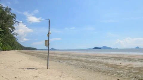 Cctv security camera with pole at Pak Meng Beach Trang province,Thailand Foto stock