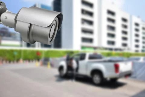 CCTV Security Camera protect your car concept. Foto stock
