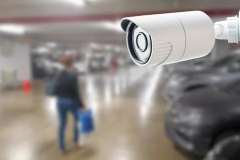 CCTV Security Camera protect your car concept. Security surveillance Foto stock