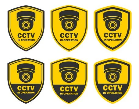 CCTV security camera  sign icon set. Security cameras in use symbol collection. Stock Illustration