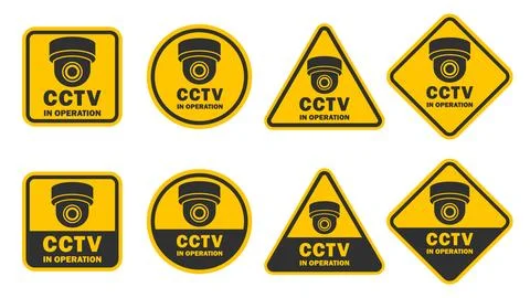 CCTV security camera  sign icon set. Security cameras in use symbol collection. Stock Illustration