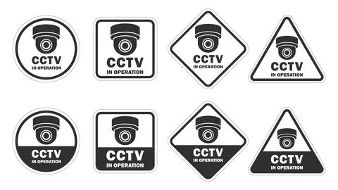 CCTV security camera  sign icon set. Security cameras in use symbol collection. Stock Illustration