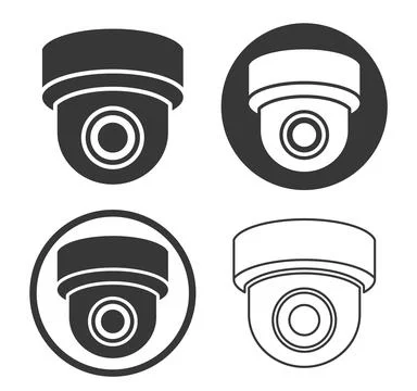 CCTV security camera  sign icon set. Security cameras in use symbol collection. Illustrazione stock