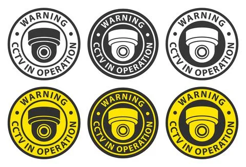 CCTV security camera  sign icon set. Security cameras in use symbol collection. Stock Illustration