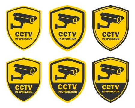 CCTV security camera  sign icon set. Security cameras in use symbol collection. Stock Illustration