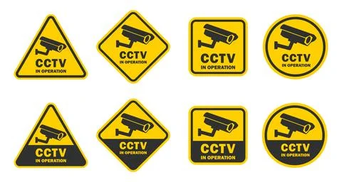 CCTV security camera  sign icon set. Security cameras in use symbol collection. Stock Illustration