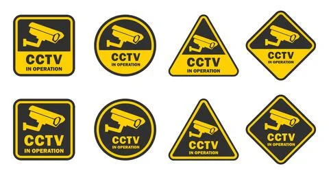 CCTV security camera  sign icon set. Security cameras in use symbol collection. Illustrazione stock
