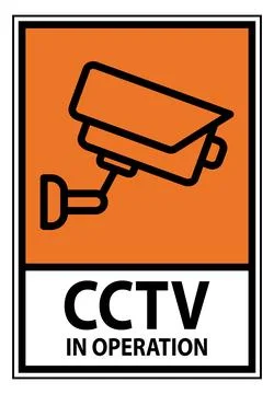 CCTV Security Camera Sign in Operation Alert for Safety and Surveillance Stock Illustration