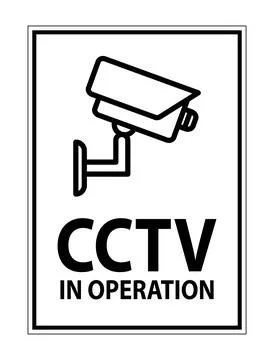 CCTV Security Camera Sign with Warning Notice for Surveillance Operation Stock Illustration